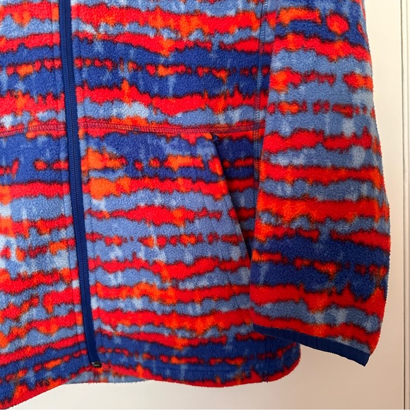 LLBean Kids Mountain Classic Fleece Hooded Jacket Boy Girl Size L 14-16 Blue Red - Picture 3 of 10